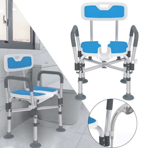 XMTECH Badpall Höjd - Ergonomisk duschbadpall justerbar duschstol duschstol Aluminium