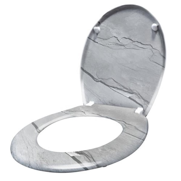 XMTECH Toalettsits med sänkningssystem Toalettsits Standard Badrumsram Toalettlock - Marble Look