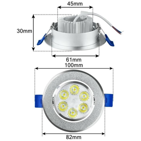 XMTECH 20-pack 3W kallvit Slimline LED Downlight Panel Downlight, för badrum, vardagsrum, sovrum