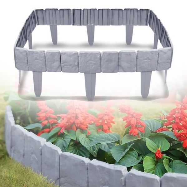 XMTECH 10M Trädgårdsbård Plast Palisade Blomsterbädd Kantning väderbeständig (40 moduler ingår, grå) Grå