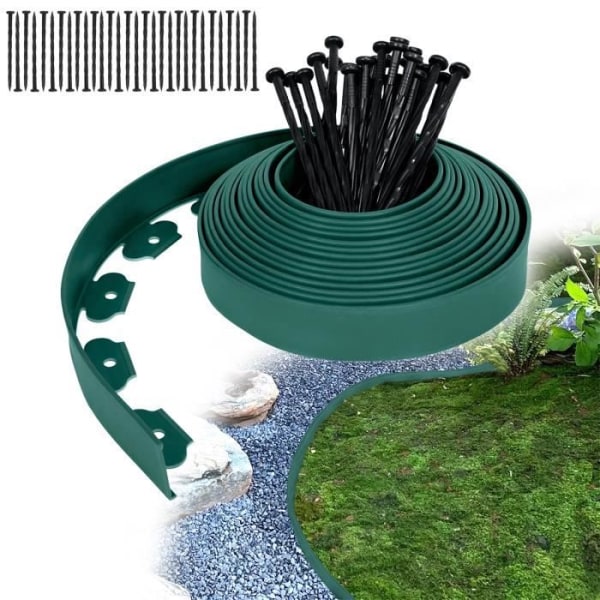 XMTECH flexibel plast gräsmatta kant - 40m - Grön