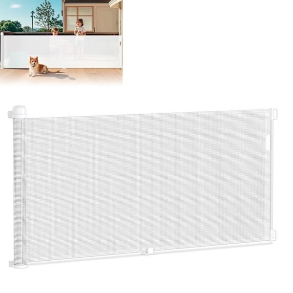 XMTECH säkerhetsgrind för bebisar - Infällbar hund (bredd: 0 - 300 CM) - Vit - För inomhus- och utomhusbruk