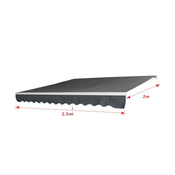 XMTECH 250x200cm manuell infällbar markis, anti-UV ledad armmarkis med vev, aluminium polyester markis Mörkgrå