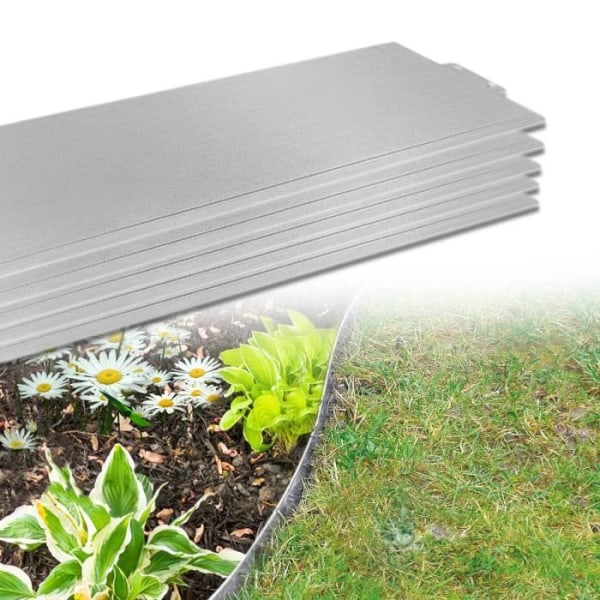 XMTECH 20m Trädgårdsgräsmattkant Galvaniserat stål Flexibel metall gräsmattakant för trädgårdsblommor växter, höjd: 15 cm