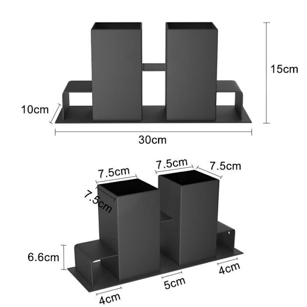 Trästaplingshjälp - XMTECH - Set om 4 - Galvaniserat stål - Svart - 30cm x 10cm x 15cm Svart