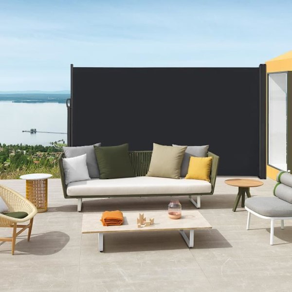 XMTECH Infällbar sidogardin - Svart - 160x300cm - UV-skydd - Integritetsskydd Svart