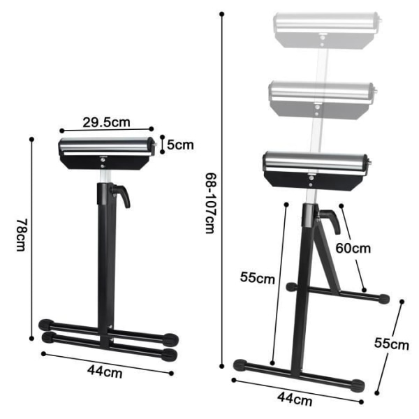 XMTECH 2x Rullverkstadsvagnar Rullvagnar Rullande staffli Vikbart stöd 60 kg Höjd Justerbar 68-107cm