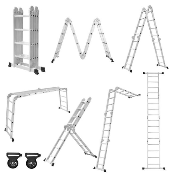 6 i 1 multifunktionsstege - XMTECH - 470 cm - Aluminium - Last 150 kg - Vikbar och bärbar Pengar