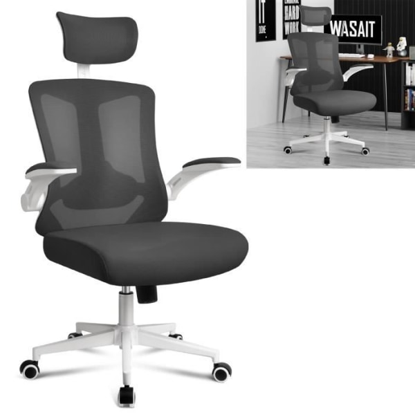 XMTECH kontorsstol, ergonomisk kontorsstol med länkhjul, justerbar höjd, maxvikt 150 kg (typ B, svart)