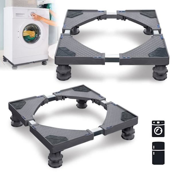 XMTECH Justerbar Tvättmaskin Bas - Belastning 200 kg - Grå