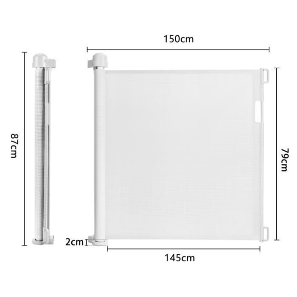 XMTECH Baby Safety Gate - Infällbar hundar (Bred: 0 - 150 CM) - Vit - För inomhus och utomhus