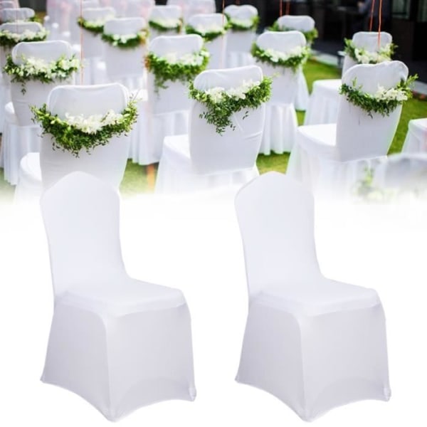 XMTECH 100 stycken Stretch Universal Vita stolsöverdrag Överdrag Stolar för stora fester Bröllopsbukettdekor