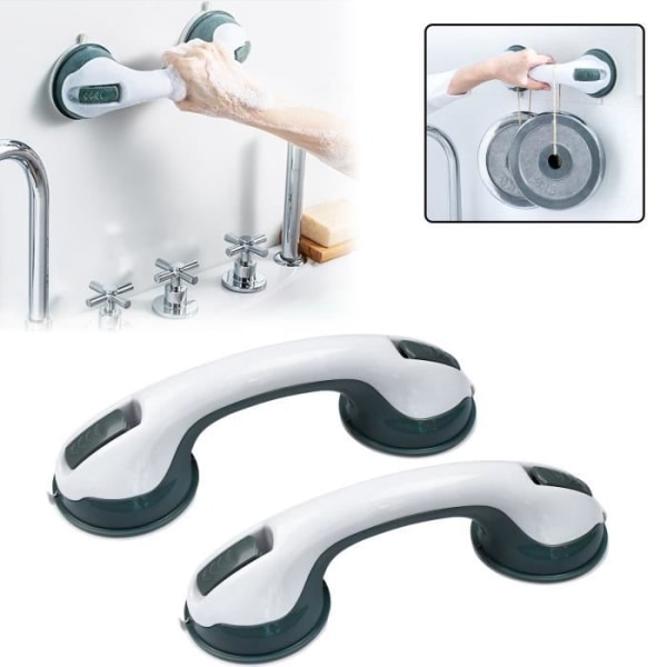 XMTECH 2-pack badkarshandtag, säkerhetssugkopp badkarshandtag, duschhandtag utan borrning, för badrum Grön