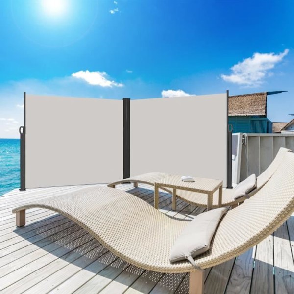 XMTECH sidogardin - Grå - 200x600cm - UV-skydd - Infällbar Grå