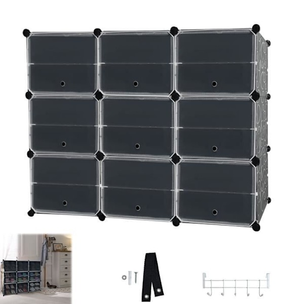 Skoaggregat - XMTECH - 18 Kub - 6 Nivåer - Plast - Modernt Design Svart