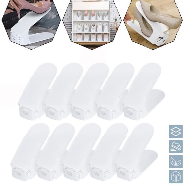 XMTECH 20-pack justerbart skoställ, justerbar höjd, platsbesparande, vit