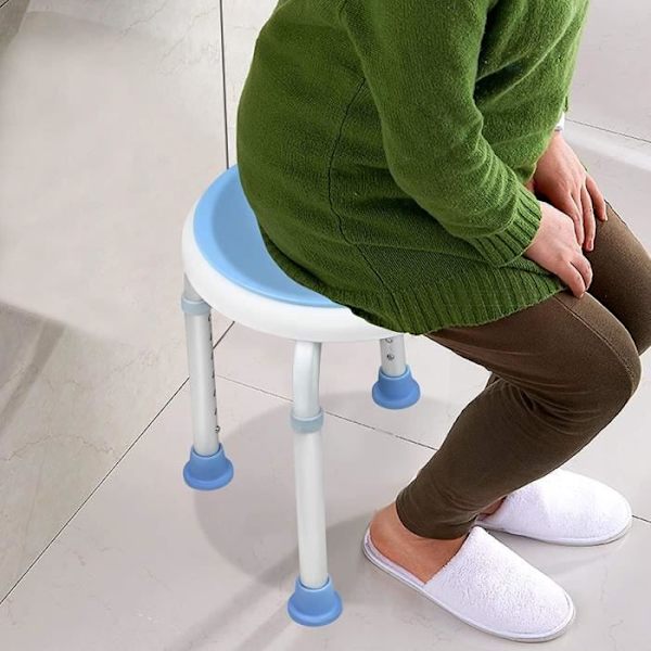 XMTECH 360° Svängbar duschpall - Justerbar höjd 37-53cm Blå