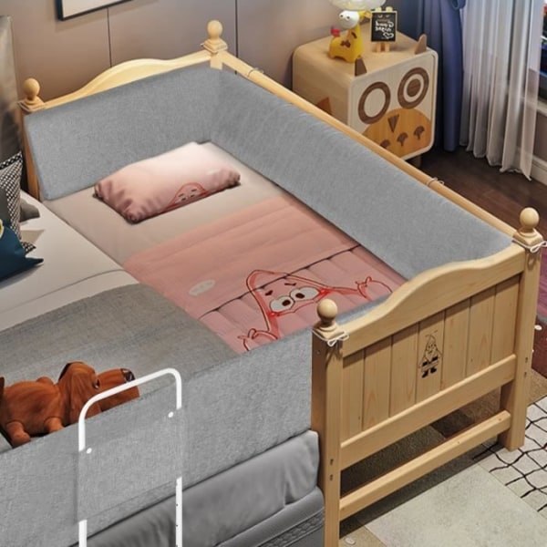 XMTECH 180 cm Babysängstaket Softpack Justerbar höjd Sängskydd Anti-fall Sängskydd för barn Grå