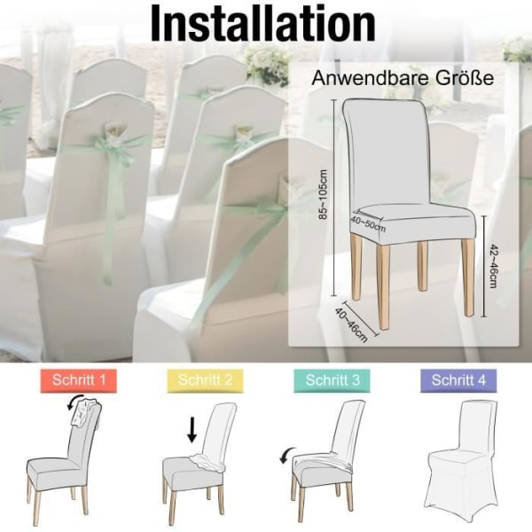 Stolsöverdrag - XMTECH - 100 stycken - Elastisk - Tvättbar - Universal Vit