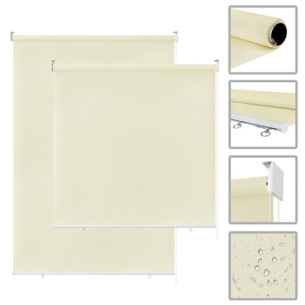 XMTECH utomhusgardin, vertikal persienn för balkong, solskydd, 180 x 140 cm, beige Äggskal