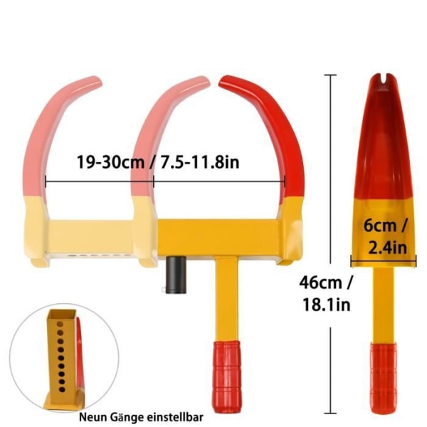 XMTECH Stöldskyddsdäckklämma Stöldfordonsspårlås Hjullås för billastbil 9 hål Gul
