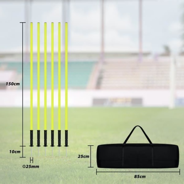 XMTECH Set med 6 slalomstavar, 150 cm fotbollsslalomstänger, koordinationsträning, med handväska