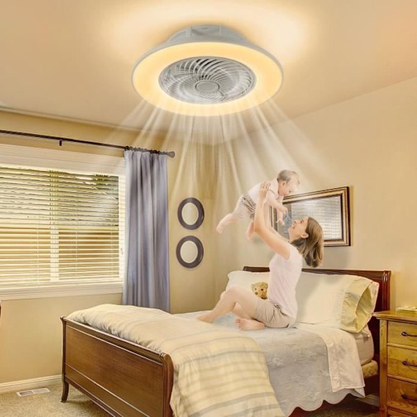 Takfläkt - XMTECH - LED-modell - Ultra Tyst - Fjärrkontroll - 3 hastigheter Vit