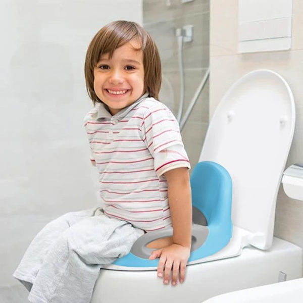 XMTECH Babytoalettreducerare - Toalettsits med kudde och handtag - blå och grå Blått och grått
