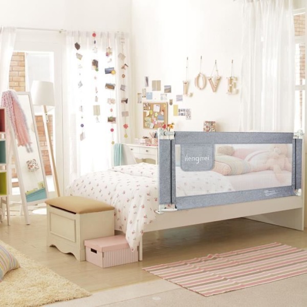 XMTECH Babysängstång Höjdjusterbar Vertikal Nedgång Fallskydd Bärbar Barnsäng Skydd Grå 180cm Grå
