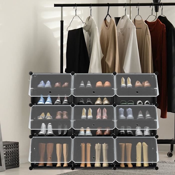 Skoaggregat - XMTECH - 18 Kub - 6 Nivåer - Plast - Modernt Design Svart