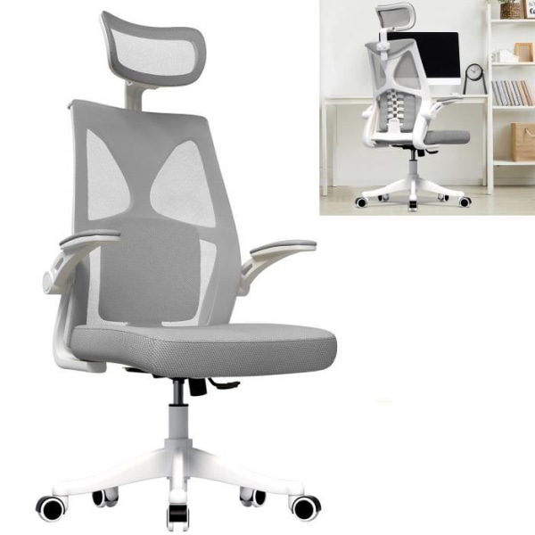 XMTECH kontorsstol, ergonomisk kontorsstol med hjul, justerbar höjd, maxvikt 150 kg (typ A, grå)