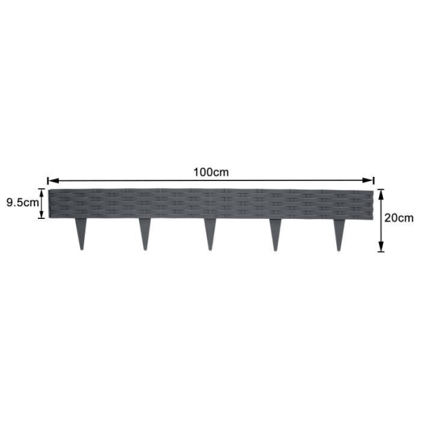 XMTECH Trädgårdsgräsmatta 40 m rottinglook Palisade staket 40 element, antracit