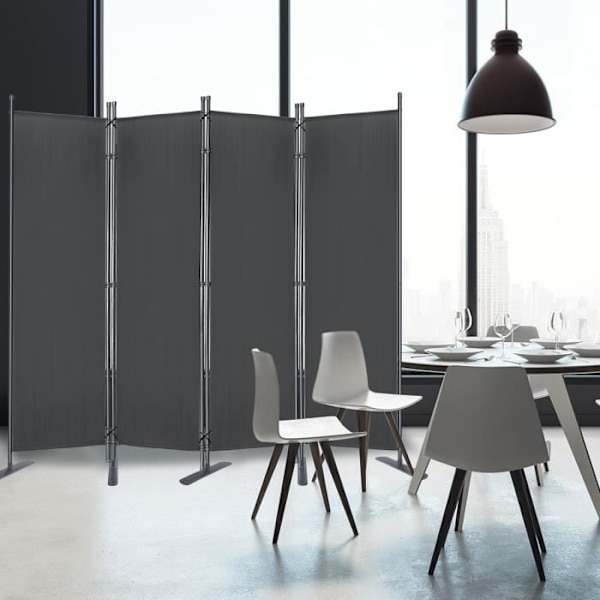 4-panelsskärm - XMTECH - Vikbar modell - Integritetsskydd - 225 x 180 cm - Antracit Antracit