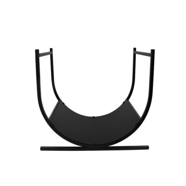 XMTECH Halvcirkelstockhållare Belastning 30 kg, metallkorg för eldstad ved, 44,5 x 37,5 x 40 cm, svart Svart