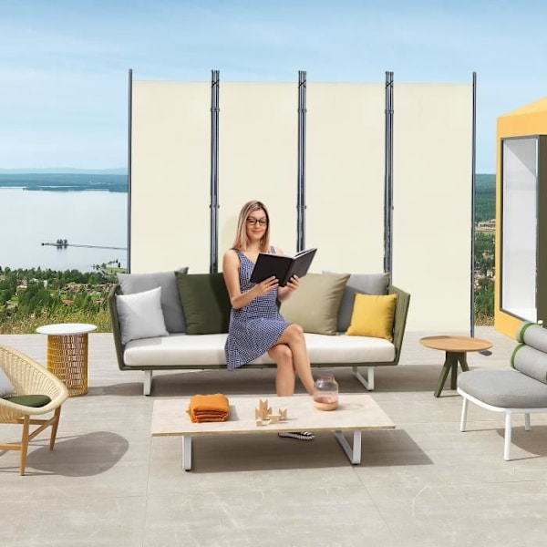 Paravent - XMTECH - 4 Paneler - Fällbar - Polyester - 225 x 180 cm - Beige Beige