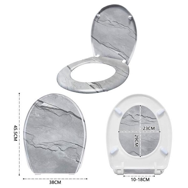 Toalettsits - UISEBRT - Marmor - Duroplast - Fallbroms - Universal Marmor