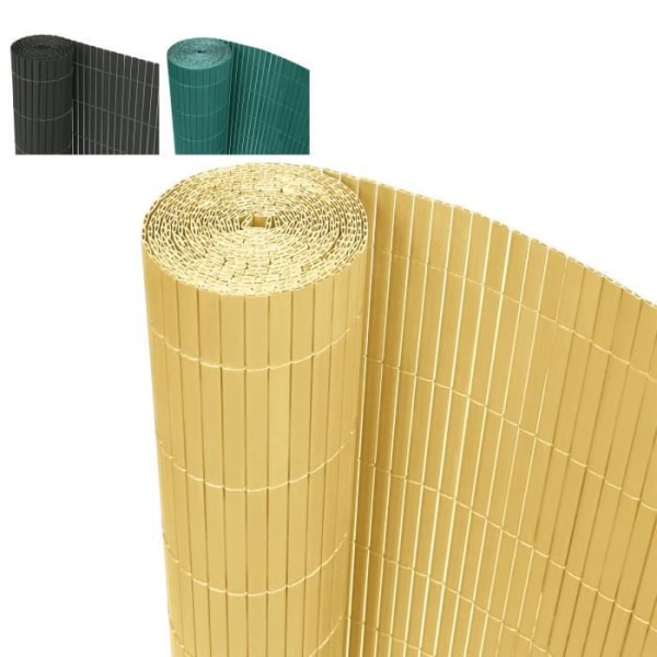 UISEBRT 120x500cm PVC Sekretessmatta Vindskydd imiterad bambu, Sekretessskärm för terrass (bambufärg)