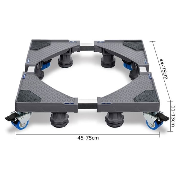 Justerbart stöd för UISEBRT tvättmaskin - 8 fot + 4 hjul - Grå
