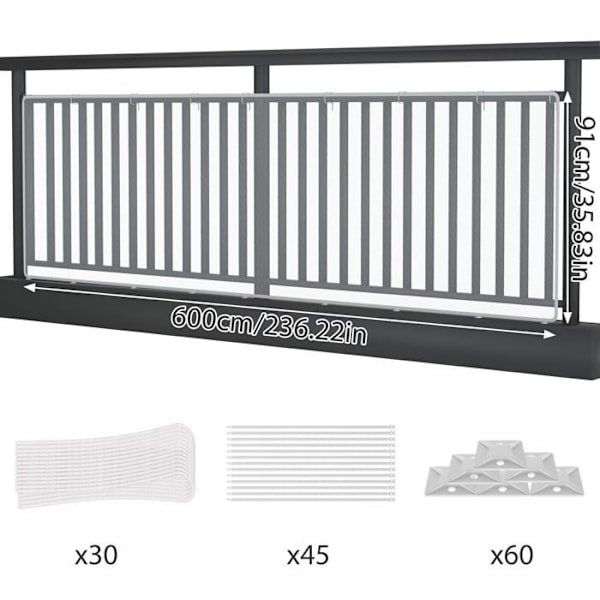 Skyddsnät - UISEBRT - 600x91cm - Svart/Vit - Polyester - Trappsäkerhet svart vit
