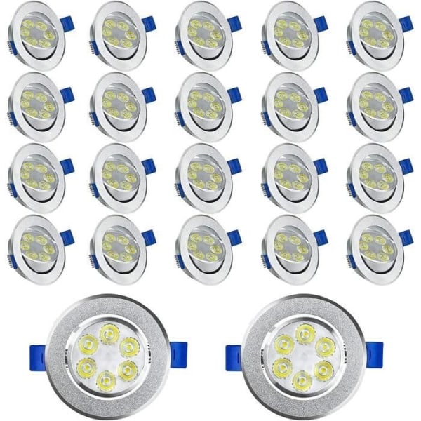 UISEBRT Paket med 20 LED-infällda spotlights 3W platt infälld takspotlight Aluminium Mini för kök Vardagsrum - varmvit