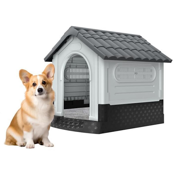 UISEBRT Hundkennel 70,5x79,5x78cm PP Husdjurshus med vattentätt tak & ventilerad luftventil & förhöjt golv