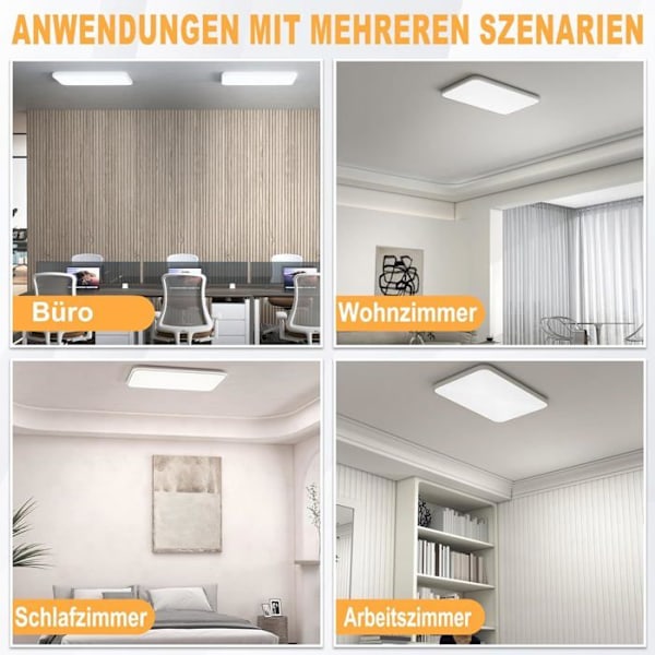 UISEBRT LED-Plafonnier 180W i Rektangulär Form RGB Lampa med Fjärrkontroll för Vardagsrum Sovrum Badrum