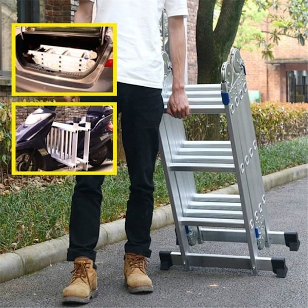 UISEBRT 4x3 aluminium multifunktionsstege - Silver - 150KG Pengar
