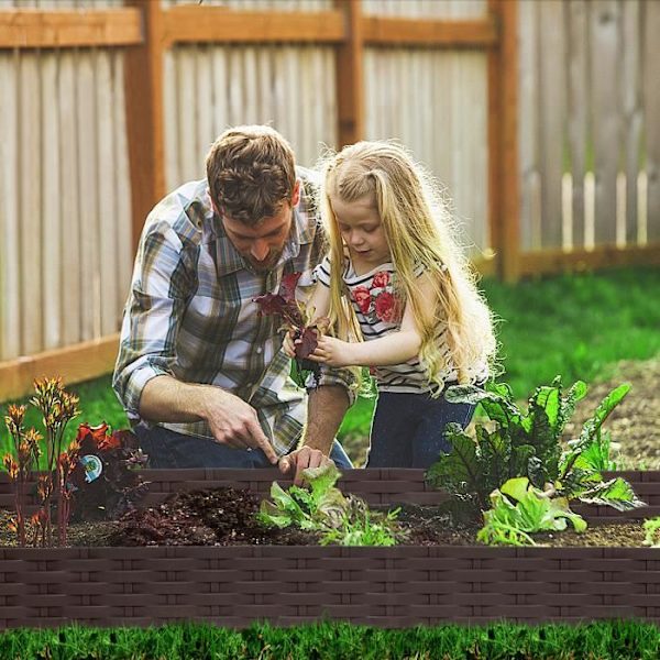 UISEBRT Plast Gräsmatta Kant 10m Dekorativ trädgård Kantsäng Trädgård staket Blomsterbädd (Brun) kastanj