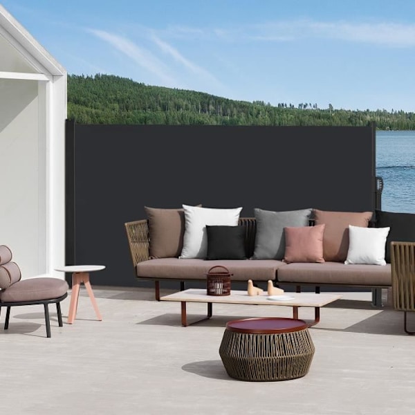 Retraktabel sidobutik - UISEBRT - 200 x 300 cm - Antracit - UV-skydd - Väderbeständig Antracit, Grå, Beige