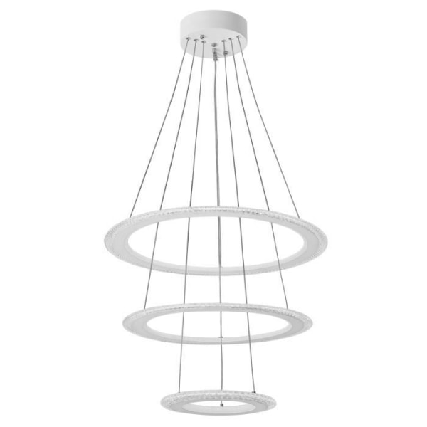 UISEBRT 128W ljuskrona LED-lampa hängande kristall samtida takljus tre ringar för vardagsrum matsal (kall vit)