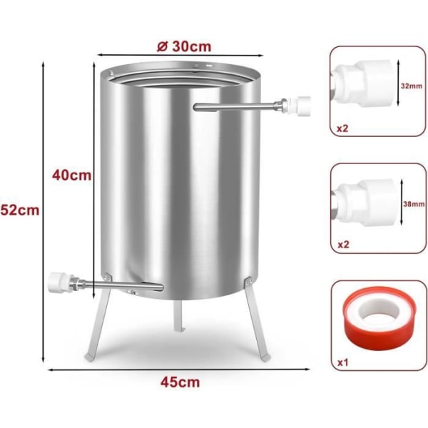 Pool Heating - UISEBRT - Fire Barrel - Stainless Steel - 30cm x 52cm - Multifunktionell