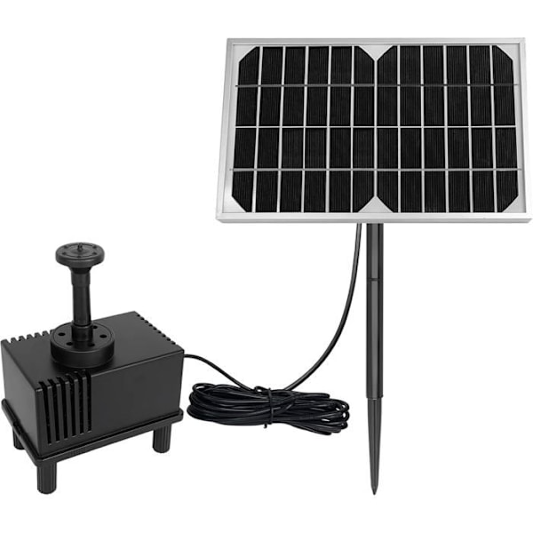 Fontän Solär - UISEBRT - Rektangulär - 12V/5W - Trädgårdspump - Vattennivåskydd Svart
