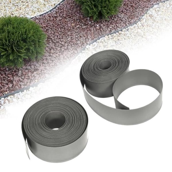 UISEBRT 20m Plast Trädgård Gräsmatta Kant 12cm Hög Solid Dekorativ Parterre PP Turf for Curves Simbassäng Grå Grå