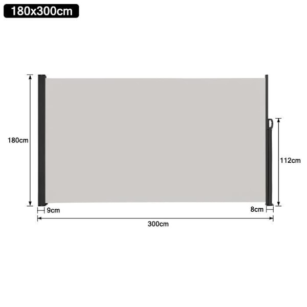 Sidoff - UISEBRT - Fällbar - 180 x 300 cm - Grå - UV-skydd Grå
